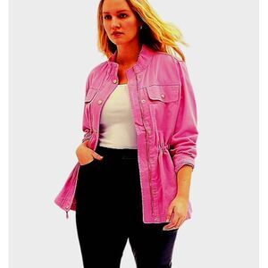 GAP Hot Pink Jean Jacket Coat Jean Twill Fall Nautical XS NEW TAGS